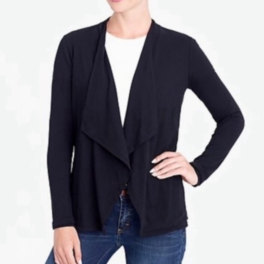 J by J. Crew Cascading Open Black Knit Top Size XS